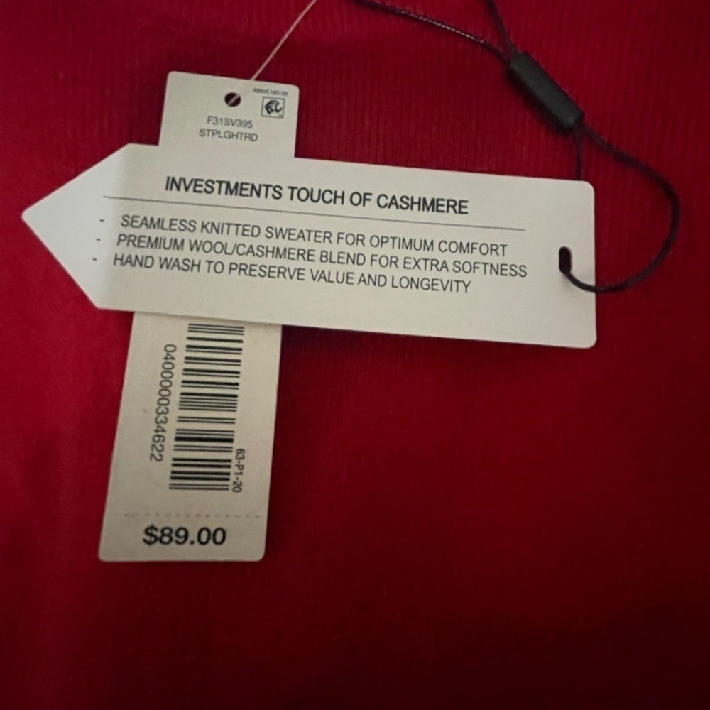 NWT 70%‎ Wool 30% Cashmere Blend Classic Crew Neck Sweater in Red - Picture 8 of 9